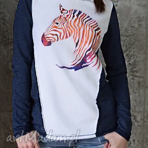 ręcznie zrobione bluzy 100% bawełniana bluza zebra, ręcznie malowana XL na zamówienie