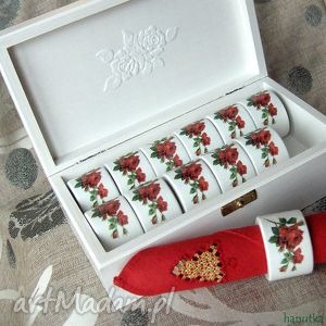 czerwone róże - pierścienie do serwetek, decoupage romantyczne ślubny prezent