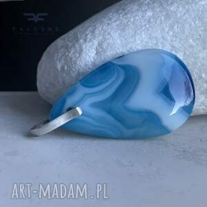 Wisiorek Laguna, zawieszka z agatu, srebrna krawatka, szlifowany agat