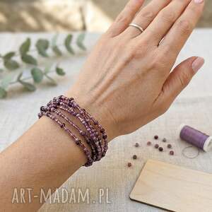 Wielowarstwowa Bransoletka z Fioletowych Koralików - Subtelna