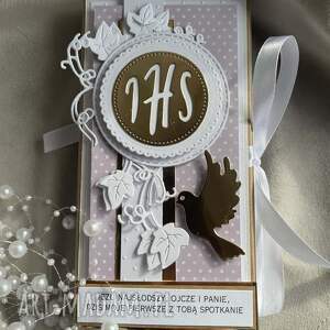 scrapbooking kartki komunia święta opakowanie na gotówkę, kartka, życzenia