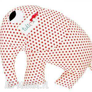ręcznie robione pokoik dziecka poduszka dla dziecka słonik red stars duży