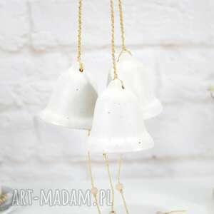 ceramiczny dzwonek świąteczny - loft, białe ozdoby ceramiczne