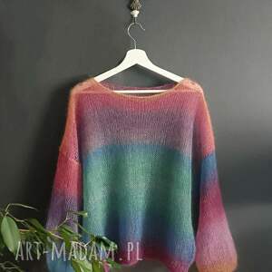the wool art multikolorowy sweter rainbow drutach, kolorowy sweterek