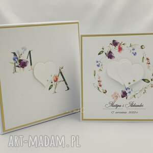 handmade scrapbooking kartki kartka na ślub w pudełku z inicjałami młodej pary