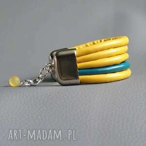 handmade szeroka bransoletka yellow & teal