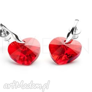 kolczyki swarovski hearts light siam ab