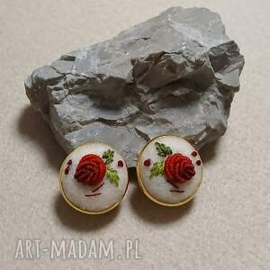 ręcznie haftowane klipsy dla lukrecji, boho biżuteria, stylowo filcu, dzień
