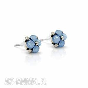 błękitne kolczyki sztyfty akwamaryn - wersja srebrna z akwamarynem