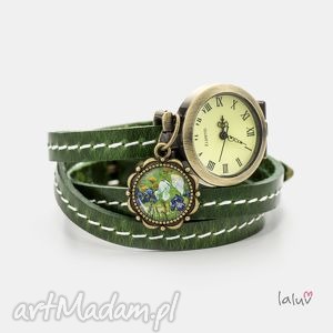 handmade skórzany zegarek - bransoletka irysy van gogh