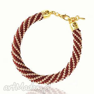 color gold - cherry and bransoletka koralikowa beading, bead crochet