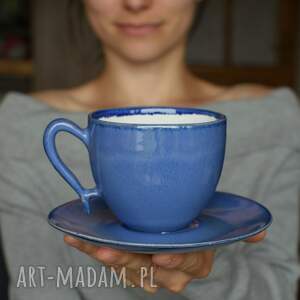handmade ceramika filiżanka indygo 270 ml "kocham, lubię