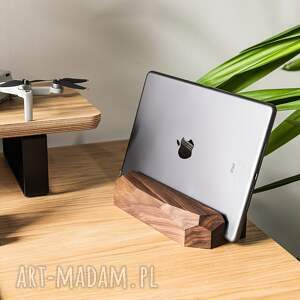 dom stojak na laptopa drewniany orzech amerykański, pionowy uchwyt na laptopa tablet