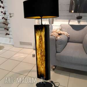złote zdobienia - ekskluzywna ręcznie rzeźbiona lampa podłogowa hande made