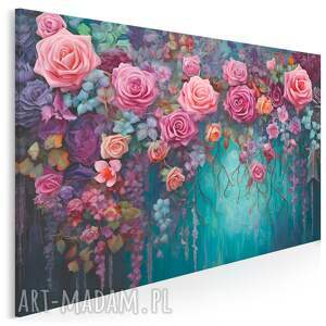 obraz na płótnie - bukiet kwiatów fiolet różowy ogród 120x80 cm 113601
