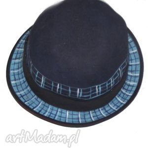malowany kapelusz, kapelisz, filc, niebieski, pojedynczy