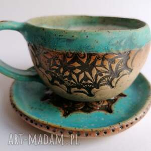 handmade ceramika komplet "mandala na czarno" 2