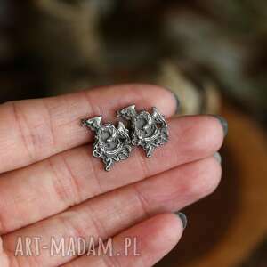 cztery humory feniks mini kolczyki sztyfty ze srebra biżuteria z ptakami