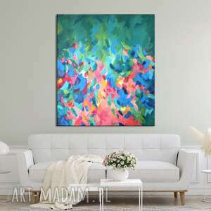 kolorowy abstrakcyjny obraz ręcznie malowany - colour bomb 70x80 cm