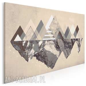 obraz na płótnie - góry zima beżowy 120x80 cm 42902, góry, trójkąty