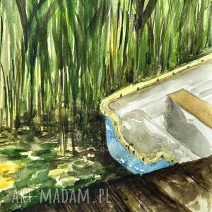 "stara łódka w słońcu" akwarela artystki adriany laube