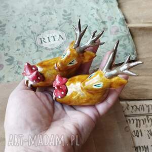 handmade ceramika reniferki miniatury