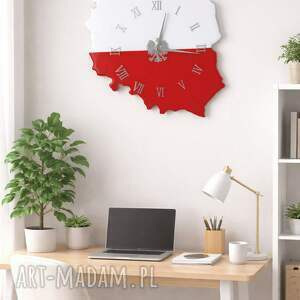 Prezent Zegar ścienny z żywicy epoksydowej - mapa Polski, 35x35 cm