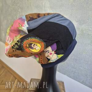 Czapka na podszewce kolorowa patchworkowa rękodzieło świetna