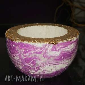 dekoracje fioletowa miseczka z betonu, świecznik na tealight, pojemnik