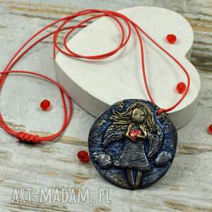 duży wisiorek "anioł z sercem" - Biżuteria wisiorki