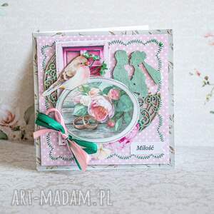 Kartka dla zakochanych „Miłość” - ręcznie robiona scrapbooking na ślub i rocznicę