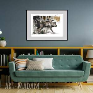 grafika wilk 50cm x 70cm, duże grafiki, obrazy, zwierzę mocy duży format