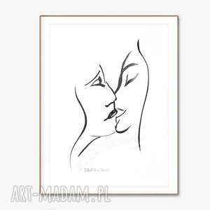 obraz czarno biały, pocałunek 8, 32 x 46, abstrakcja, elegancki minimalizm