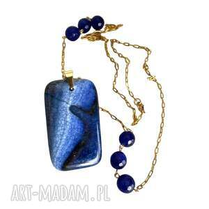 złocony naszyjnik z prostokątnym agatem c1168