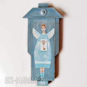 anioł klucznik vii, obraz ręcznie malowany na drewnie/desce
