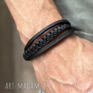 Męska pleciona bransoletka skórzana ArgentoMen