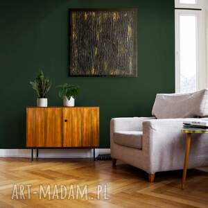 Duży obraz strukturalny czarno-złoty 95x95 cm - loftowy handmade