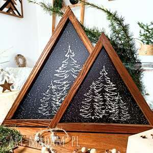 trójkąt xl winter, drewniana dekoracja świąteczna, choinka drewniana