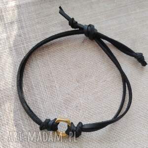 Prezent na rzemyku z nakrętką męska, bransoletka, ekoskóra