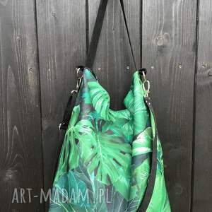 torba hobo xxl - print botanica, wegańska, worek na ramię