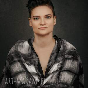 Prezent Duży szal jedwabny MONO, jedwab, slowfashion, rękodzieło