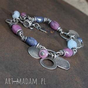 Szafiry uteria, akwamaryn bransoletka, modna, rubiny