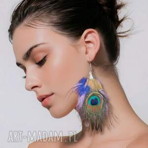 dlugie kolczyki pióra fo slub, et bo pawie