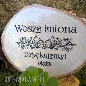 ślub magnes drewniany - podziękowanie dla gości z waszymi imionami