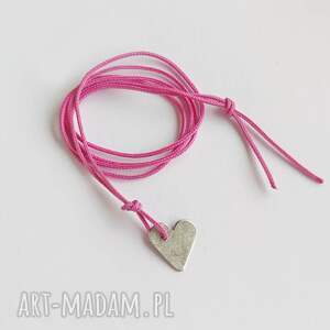 serduszko wisiorek, sznurek, serbro