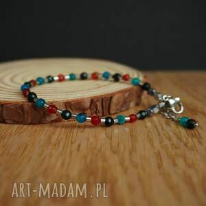 Bransoletka stal chirurgiczna - agat, hematyt