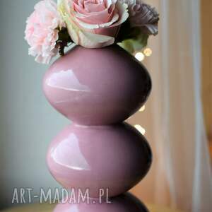 wazon ceramiczny różowy wysoki kulisty, pastelowy prezent dla niej