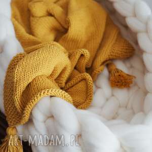 musztardowy kocyk z chwostami 100 bawełna blanket, dziecko, baby