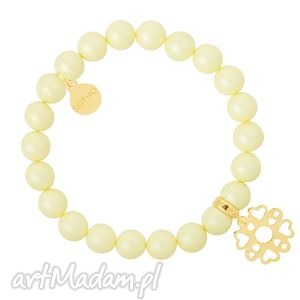 ręcznie zrobione żółta pastelowa bransoletka perły swarovski® elements ze złotą