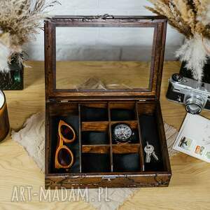 szkatulka na zegarki prezent, skrzyneczka biżuterie drewno, naturalne